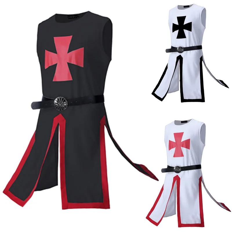 Костюм средневековых рыцарей Templar Crusader мужская туника длинная рубашка крест
