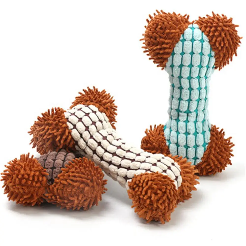 

Plush Squeaky Bone Dog Toys Fleece Durability Puppy Training Toy Soft Squeak Chew Sound Interactive Toy Pet Supplies