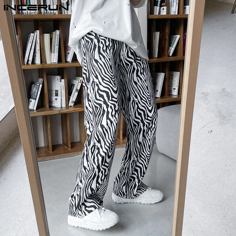 INCERUN pantalones largos y para hombre, pantalón informal y elegante, holgado, a rayas de cebra, gran oferta, S 5XL|Pantalones informales| AliExpress