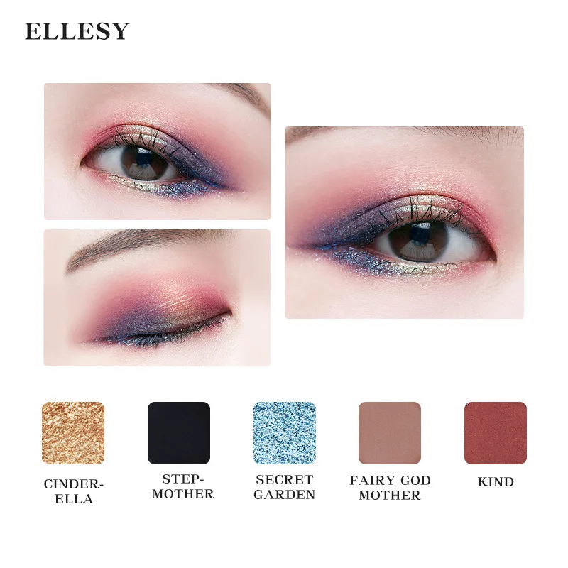 ELLESY Brand Earth Color Matte Shimmer Glitter Eyeshadow Pallete Nude Blue 10 Color Long-lasting Eye Shadow Makeup