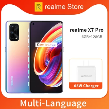 Перейти на Алиэкспресс и купить Realme X7 Pro 8GB 128GB смартфон 5G 6,4 дюймов 120 Гц активно-матричные осид, Экран 64MP Quad камеры 4500 мА/ч, 65 Вт быстро Зарядное устройство Dimensity 1000 NFC