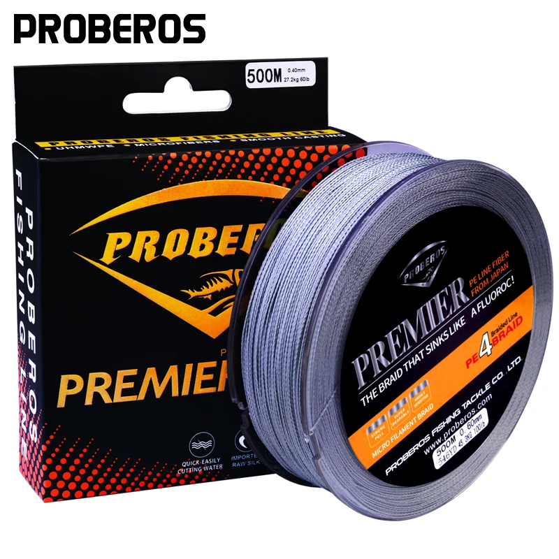 PROBEROS Fishing Line 300M Red/Green/Grey/Yellow/Blue 4 Weaves Braided Fishing Line Available 6LB-100LB PE Line