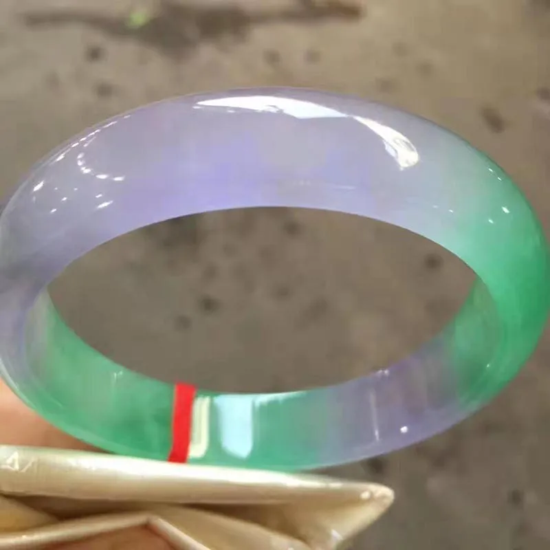 Myanmar natural emerald ice transparent perfect purple green bracelet(including certificate