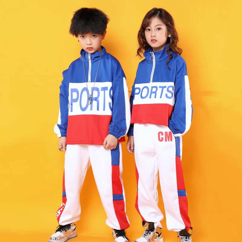 Kids Cool Hip Hop Clothing Stand Collar Jacket Coat Pullover Top Running Causal Pants for Girls Boys Jazz Dance Costumes Clothes (7)