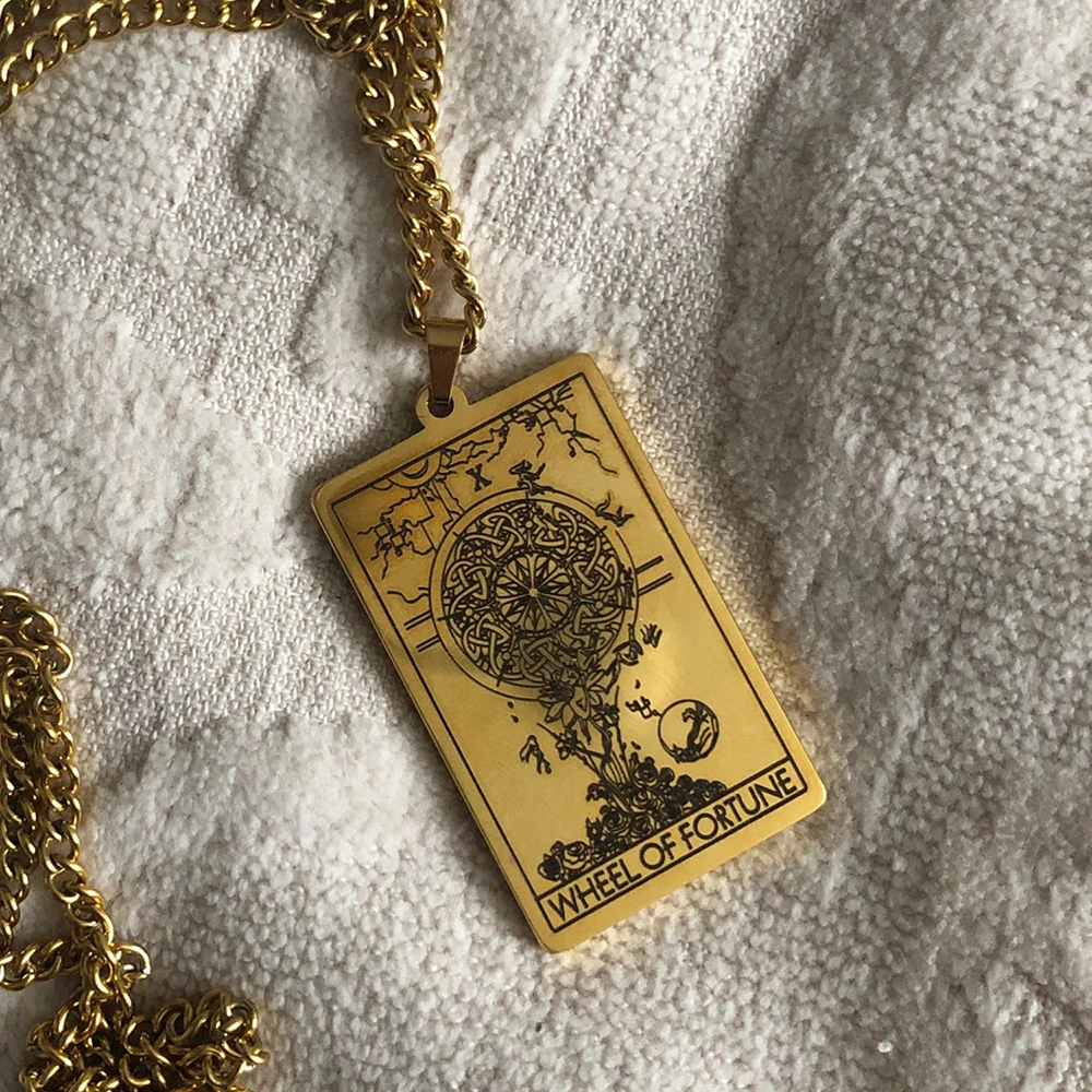 AMAXER Rider Waite Tarot Kaartketting Retro Lucky Amulet Bedel