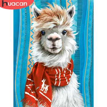 

HUACAN Diamond Painting Animal Full Square Round Craft Kit 5D DIY Diamond Embroidery Alpaca Art Rhinestone Children's Room Decor