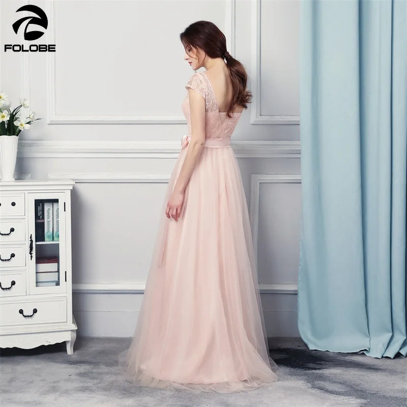 Свадебное платье-светильник персикового цвета для подружки невесты с короткими рукавами; модное кружевное фатиновое платье в пол; платья для свадьбы