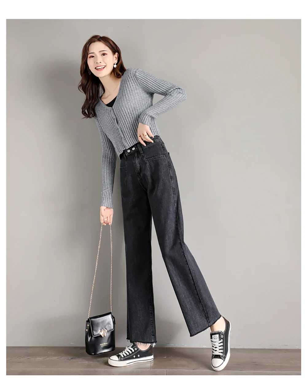 Zsrs женские джинсовые брюки свободные винтажные свободные джинсы с высокой талией женские джинсы в Корейском стиле универсальные Простые Длинные
