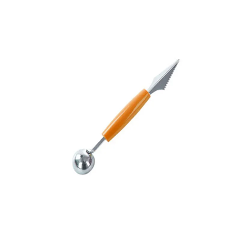Orange Двуглавый овощи фрукты резьба нож Фруктовая тарелка копания совок для мячей ложка гофрированная резьба нож ложка для арбуза - Цвет: Orange