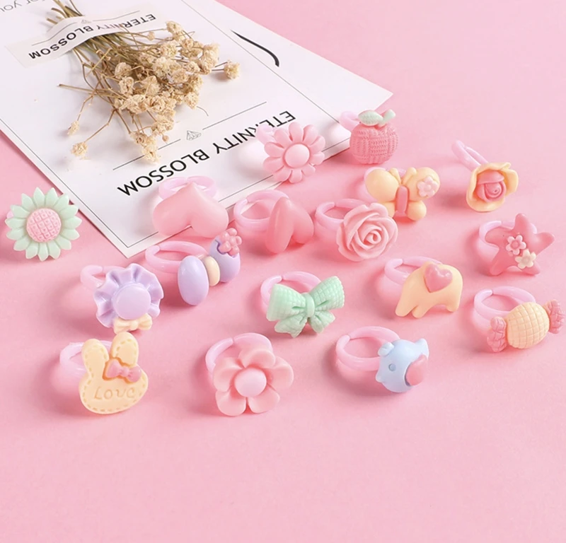 100 stücke mischen Farbe Kunststoff verstellbare bunte Ringe Acryl Schmuck Ring mit 9mm leere Pad Tablett für DIY Weihnachts schmuck machen – Detail 6
