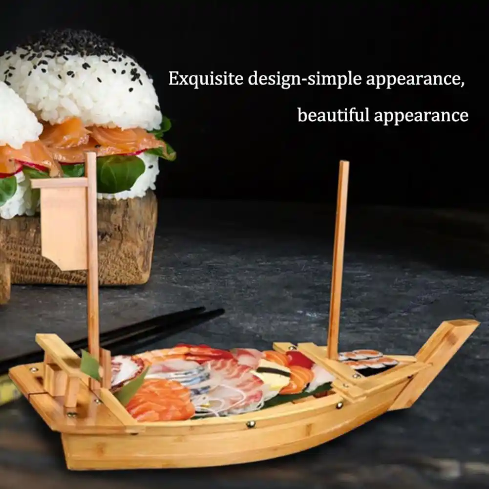 Wooden Japanese Sashimi Sushi Boat Plate Serving Tray with Fishing Net ZXX Housewarming Wedding Gifts Sushi Serving Plate for Birthday