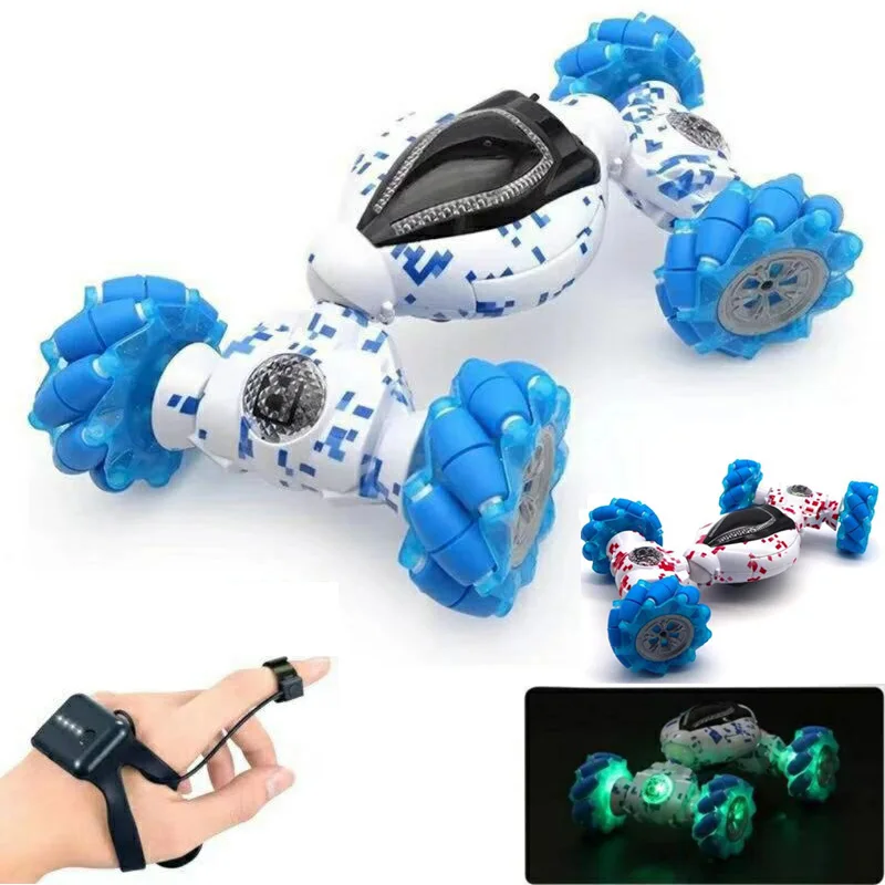 

2.4GHZ remote control cars Double-Sided Remote Control Car Watch Gesture Sensing Stunt Car One-Button Twisting Kids Toy Car