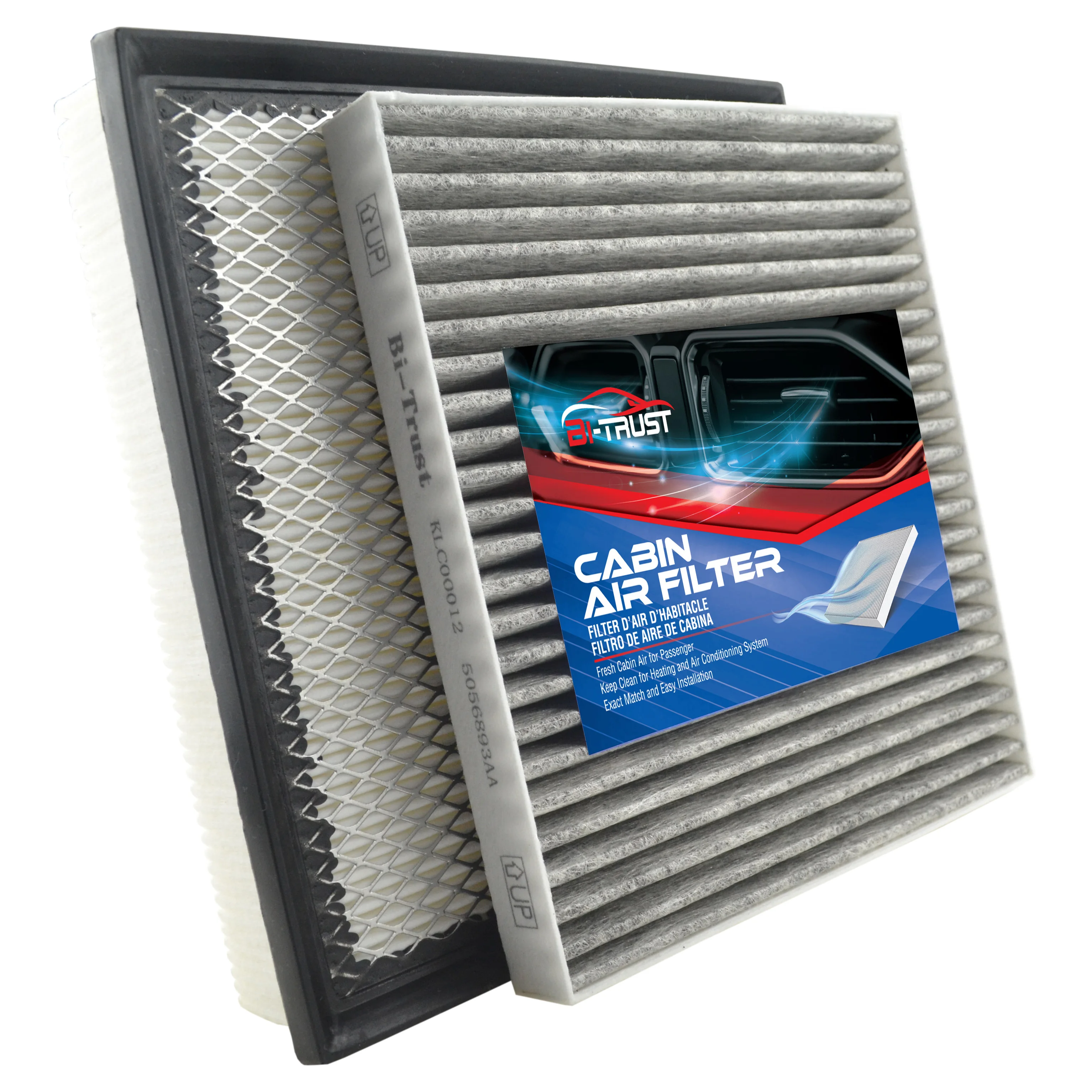 Bi-Trust Engine & Carbon Cabin Air Filter for 2011-2014 Chrysler 200/2011-2014/Dodge Avenger/2011-2019 Dodge Journey