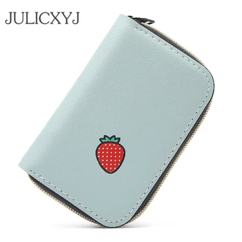 

JULICXYJ Brand Women Card Bags Holder Strawberry Banana Cherry Extendable ID Card Case Wallet Mini Purse Carteira Femme Mujer