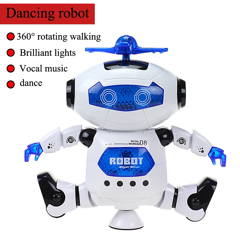 

Dancing Warrior Toy Robot Figure w/ Colorful Rotating Lights, Music, Dancing Action, 360 Degree Spins Robot Electronic