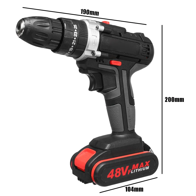48V Electric Hammer Drill Cordless Drill Woodworking Tool Rechargeable Woodworking Drills  DTT88