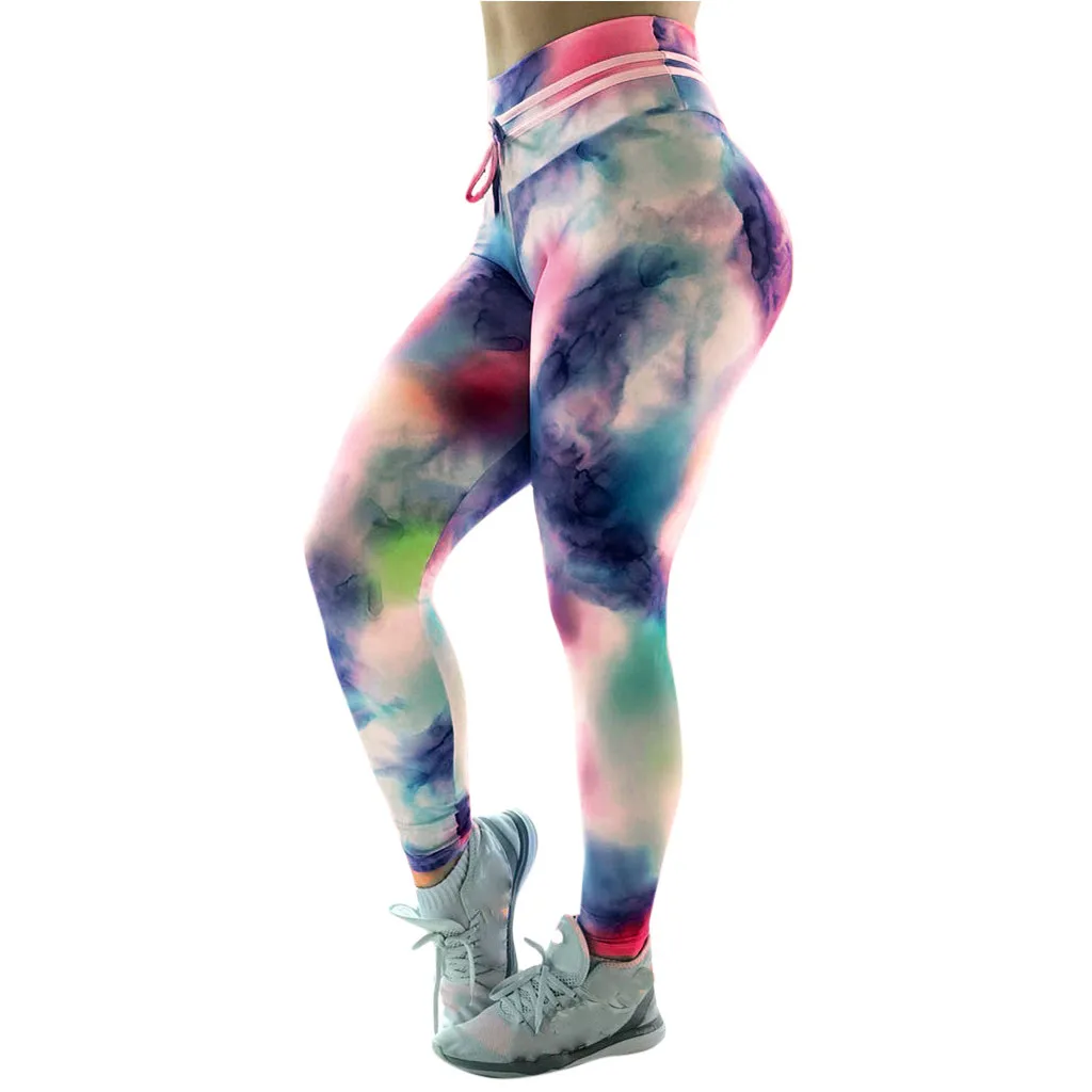 Галстук-краситель печати кружево женские повседневные Леггинсы тренировки Фитнес Спорт бег спортивные брюки Красочные модные бриджи для бега# Y3