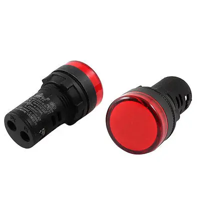 

2Pcs DC24V Red LED Power Indicator Pilot Signal Light Lamp 22mm Panel Mount