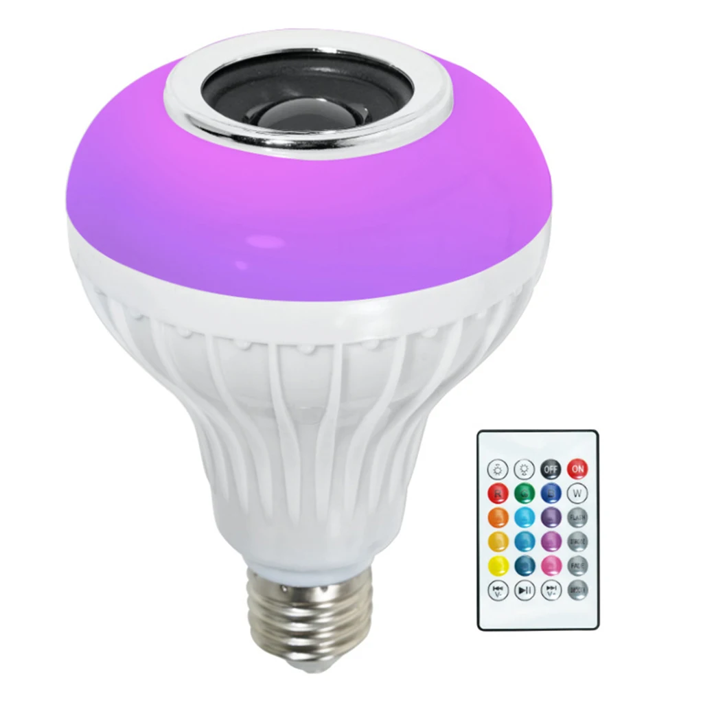 Wireless Bluetooth LED Light Speaker Bulb RGB E26 12W Smart Music Lamp Remote