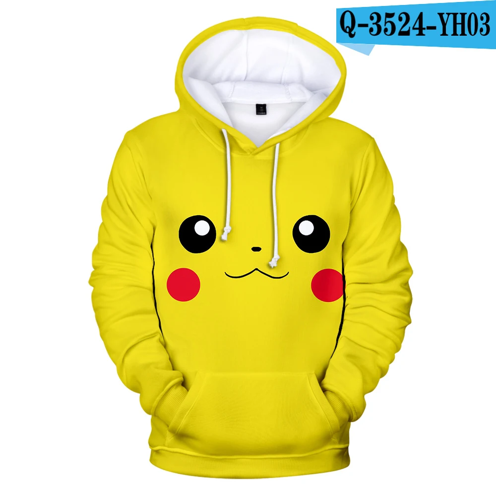 New Pokemon Detective Pikachu 3D Hoodies Men/women Fashion yellow children Warm Harajkuku 3D Print pikachu boys/girls Kids Hoody - Цвет: 3D