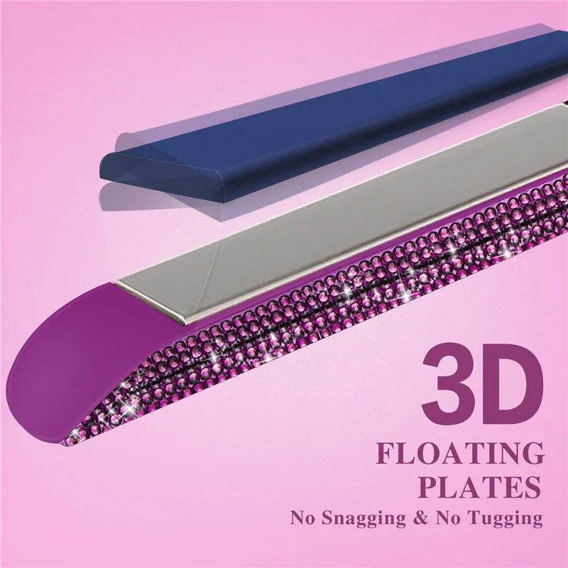 Description Picture 4 of itemRhinestones Hair Flat Iron Floating Titanium Plate Hair Straightener 470°F MCH Fast Heating LCD Display 1 Inch Curling Irons