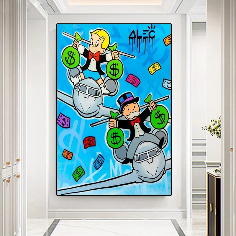 Graffiti Art Alec Monopoly Canvas Painting Money Posters Prints Cartoon