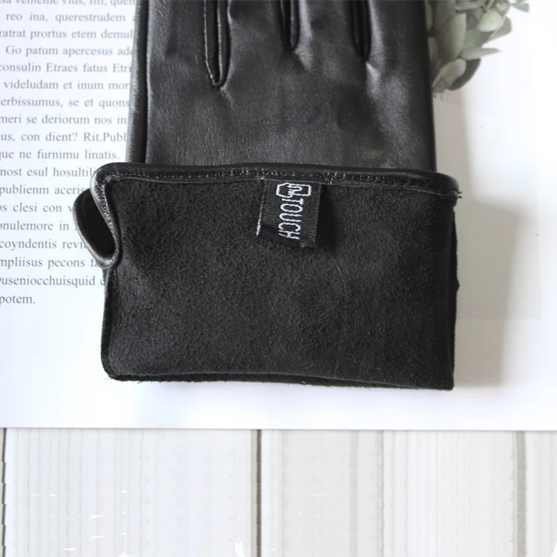 New Leather Gloves Women's Sheepskin Touch Screen Unlined Thin Fashion All-Match Solid Color Riding and Driving Gloves