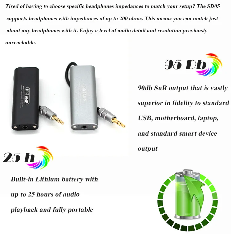 Portable Headphone Amplifier SD05 PLUS HiFi Earphone Amplifier Stereo Audio AMP For Mobile Phone Mini 3 5mm