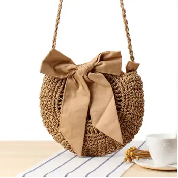 

New Women Bag Handmader Rattan Straw Bag For Woven Round Handbag Lovely Crossbody Summer Travel Beach Bag Fashion