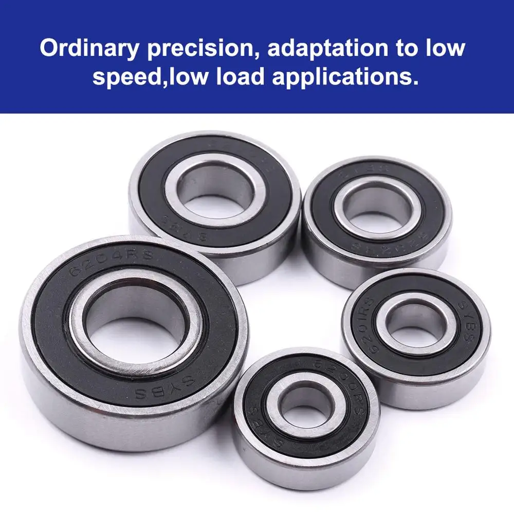 1PC Deep Groove Ball Bearing 6201/6202/6203/6204-2RS Steel Sealed Miniature Bearings Inner Diameter 12/15/17/20mm ball bearings