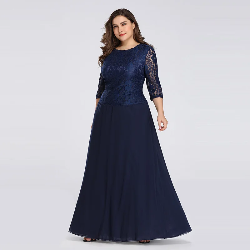 Plus Size Mother Of The Bride Dress Elegant A-Line Chiffon 3/4 Sleeve Lace Long Wedding Party Dresses mam y gwisg briodferch