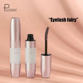 

Pudaier 4D Thick Curling Waterproof Mascara Makeup Natural Long Lasting Silicone Brush Head Mascara Metal Feel Bottle Cosmetics