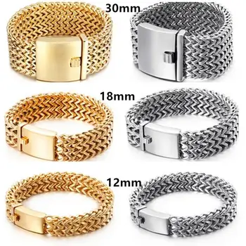 

12/18/30mm men bracelet stainless steel link chain on hand mens accessories charm male bracelets men bangles men's rock style