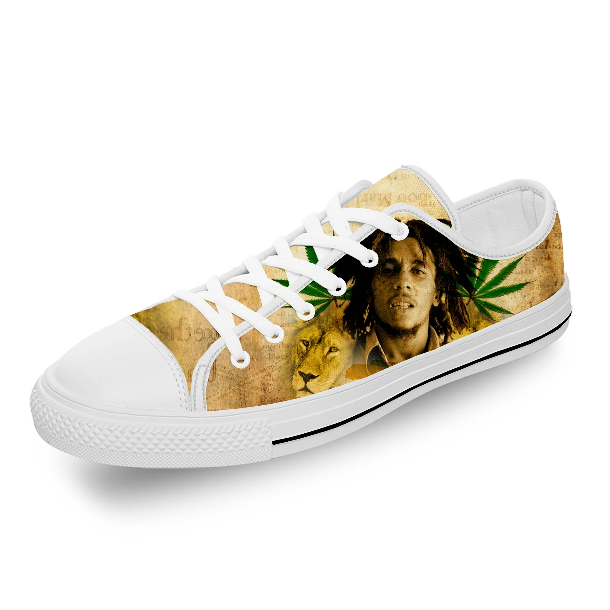 Bob Marley Reggae Star Music Rock Fashion Casual Sneakers Low Top Lightweight Breathable 3D Printed Men Women Canvas Shoes 2