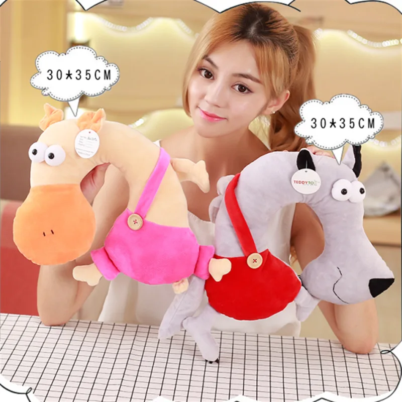 Креативные Мультяшные животные, U-SHAPE подушка, пушистая игрушка, Ослик, Автомобильная подушка для поддержки шеи, Офисная подушка