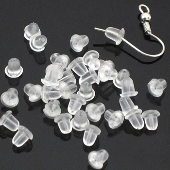 

50pcs/lot Silicone Rubber Earring Clasp Ear Nut Earrings Safety Bullet Stopper Jewelry Accessories DIY Parts Ear Plugging