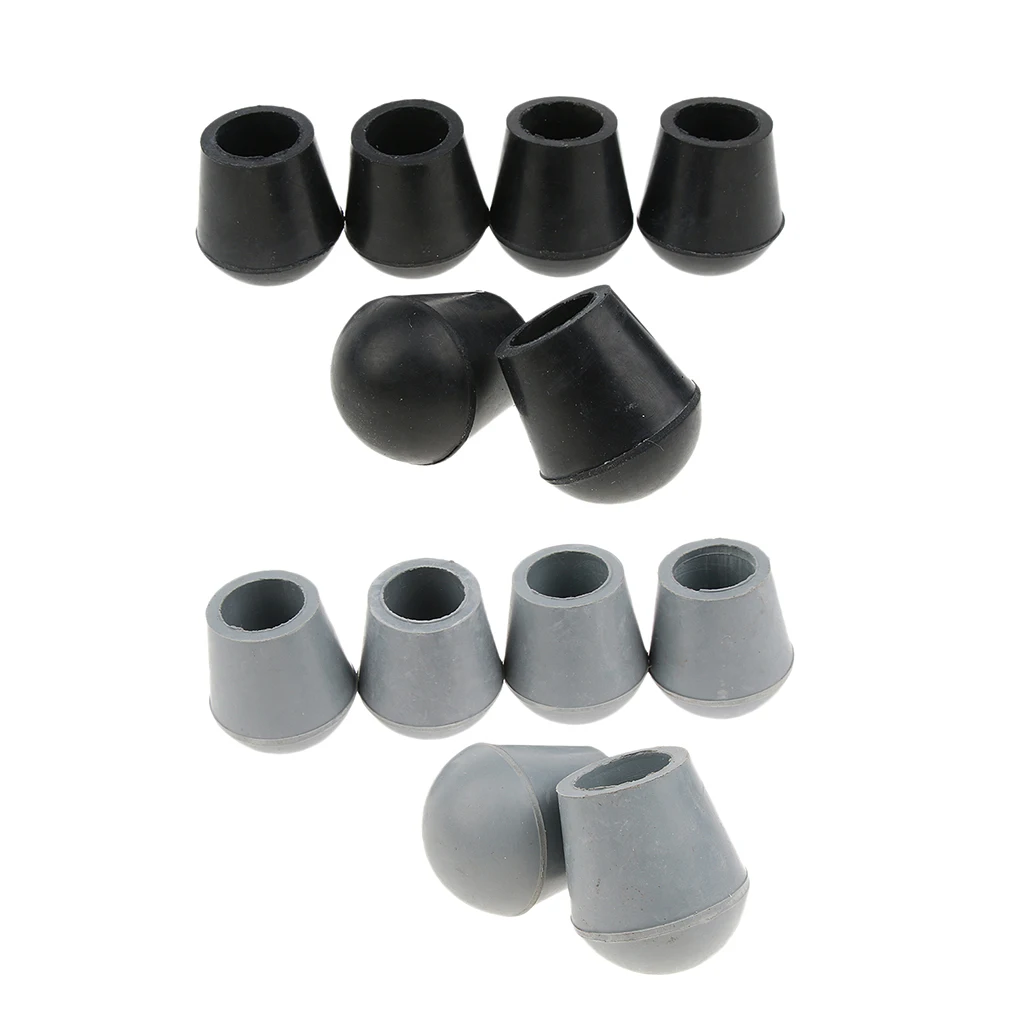 Walking Stick Ferrules 6pcs Round Bottom Rubber Tip For Triangle Cane Stool Crutches Chair 3/4"