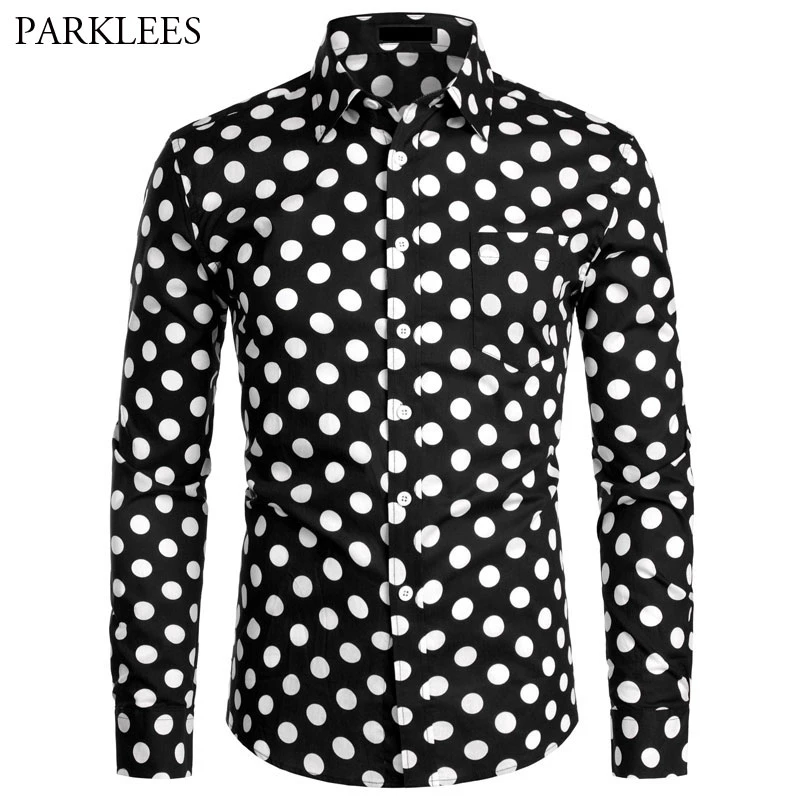 メンズ水玉シャツ 黒と白 カジュアル ボタンアップ ガーデンポイント アメリカンサイズxs Xxl Casual Shirts Aliexpress