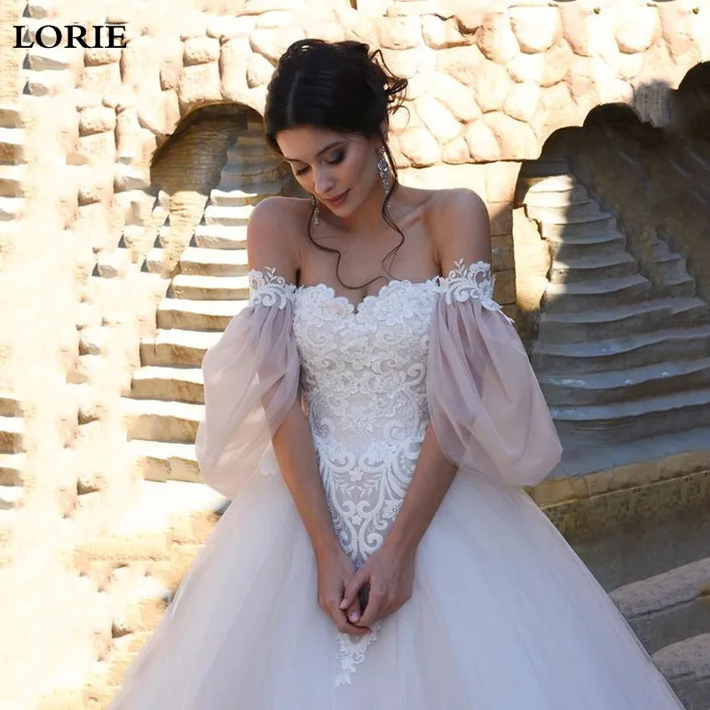 

LORIE Lace Wedding Dresses Off The Shoulder A-Line Beach Bridal Gowns For Girls Boho Princess Corset Wedding Gown