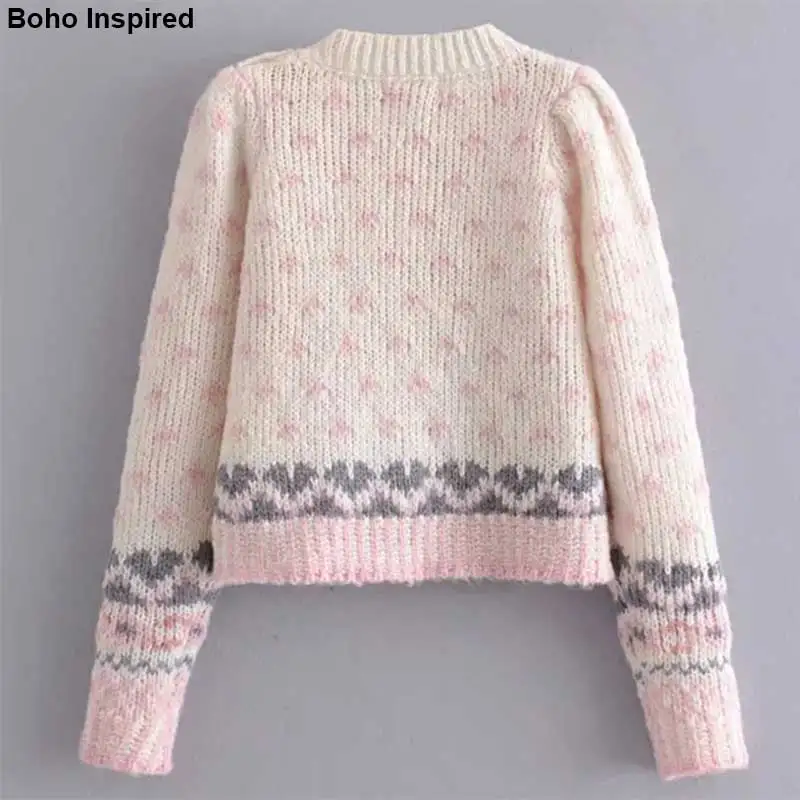 Богемный Вдохновленный свитер Rosie Heart со снежинками, Женский пуловер с длинным рукавом, зимняя одежда для женщин, повседневный джемпер
