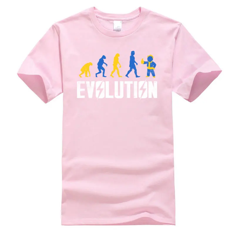 Printed Evolution_3_563 T-shirts Prevailing Summer Short Sleeve Round Neck Tops Shirts 100% Cotton Men Slim Fit Tee-Shirt Evolution_3_563 pink