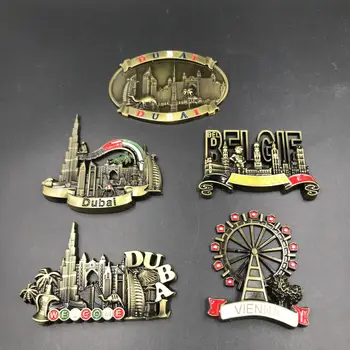 

Dubai UAE Decorative Magnets Belgium Belgique Vienna Austria 3d Magnet Fridge Creative Metal Scenic Fridge Magnet Decor Souvenir