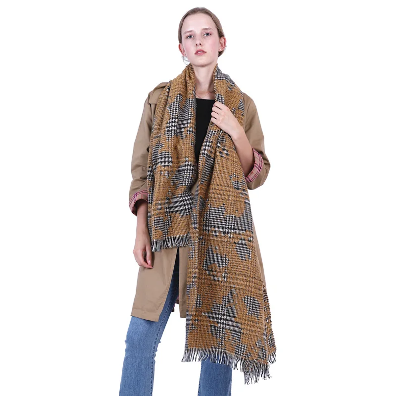 

Solid-color graffiti plaid imitation cashmere scarf foreign trade export men and women warm neck shawl universal