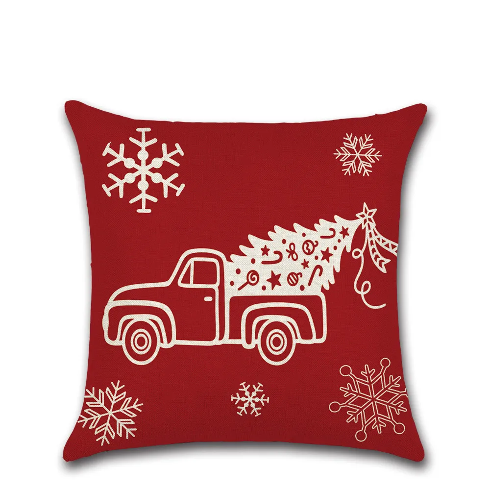 Красная наволочка для подушки kussenhoes диван Снежинка носок автомобиль печать наволочка рождественские украшения для дома fundas cojines - Цвет: 01