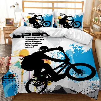 

Free shipping Motorcycle racer 3D Quilt Duvet Doona Cover Set Single Double Queen King Print
