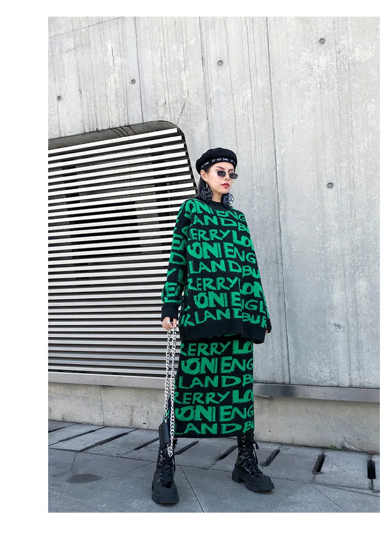 XITAO Повседневный пуловер с буквенным узором комплект из двух предметов для женщин Осенняя мода стиль круглый вырез воротник длинный рукав GCC2628