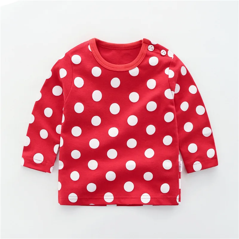 Осенне-зимняя детская одежда для маленьких мальчиков и девочек, хлопковая футболка с длинными рукавами, нижняя рубашка, одежда - Цвет: dot