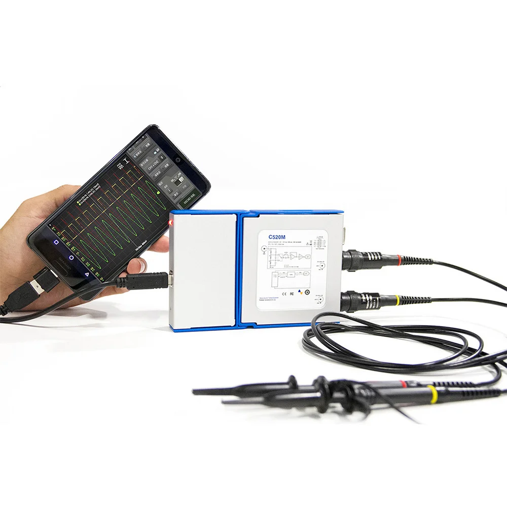 

Cleqee Android&PC Virtual Digital USB Oscilloscope Handheld can connect 2 Channel Bandwidth 20Mhz/50Mhz sampling data 50M/1G