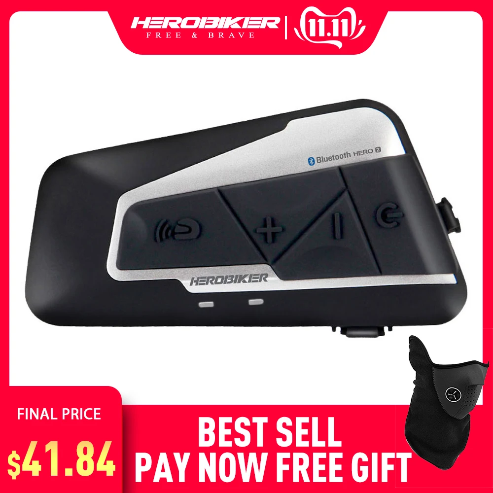 HEROBIKER 1200M Bluetooth Intercom Motorcycle Helmet Interphone Headset Waterproof Wireless Bluetooth Moto Headset Interphone