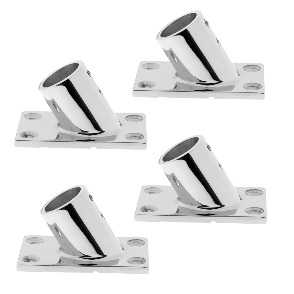 4 Pieces Heavy Duty 316 Stainless Steel Boat Deck Handrail Square Base Rail Fitting 1'' - 60 Degree 4 Pieces Heavy Duty 316 Stainless Steel Boat Deck Handrail Square Base Rail Fitting 1'' - 60 Degree